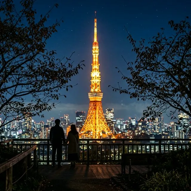 東京タワーが見えるレストランからの眺望