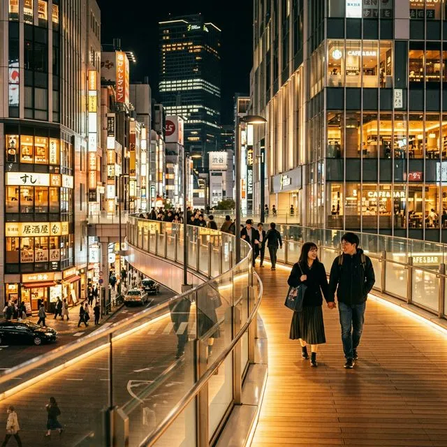 渋谷の再開発エリアの夜の雰囲気